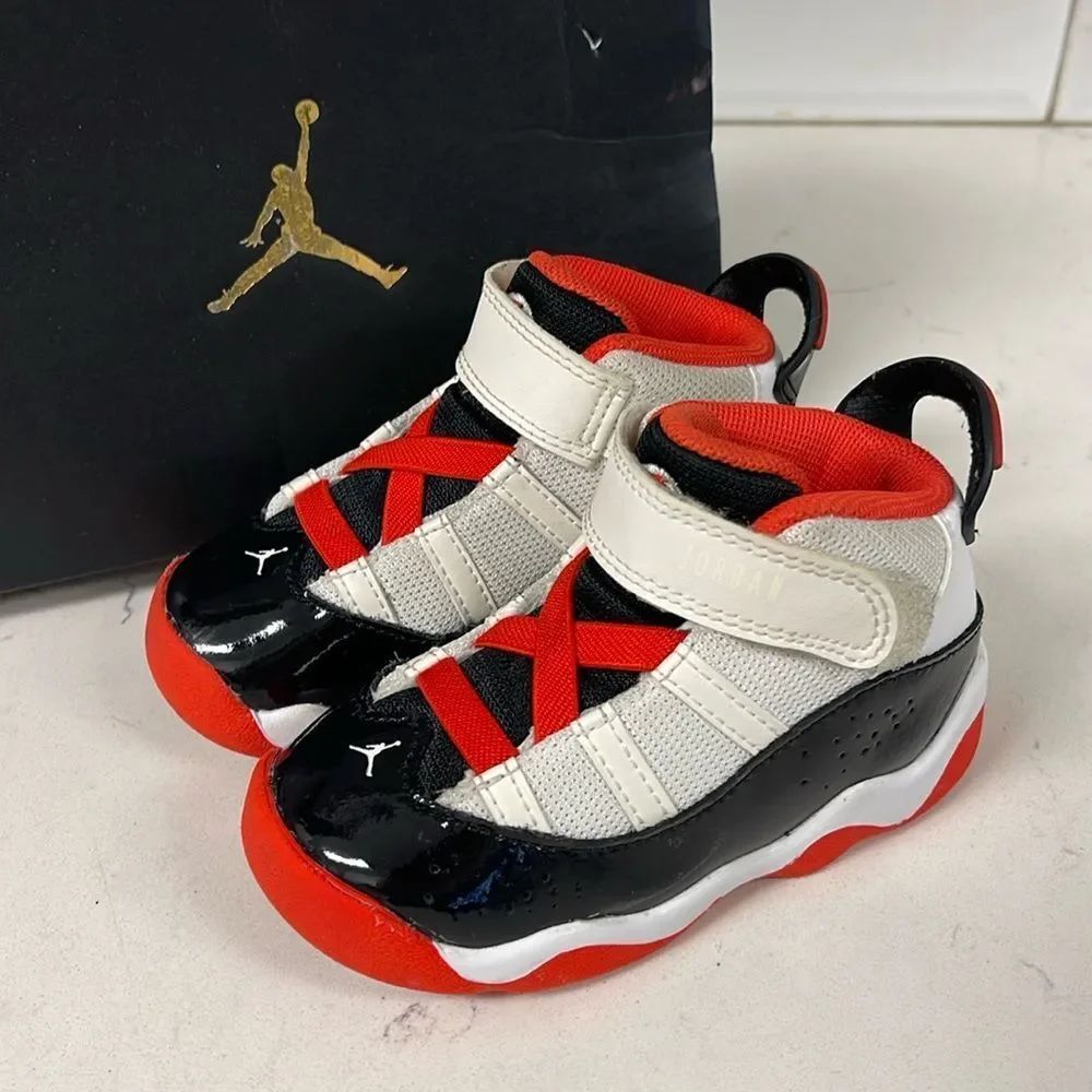 Nike Jordan 6 Rings White/Team Orange-Black-Sail DV1344-108 Toddler Size 7C